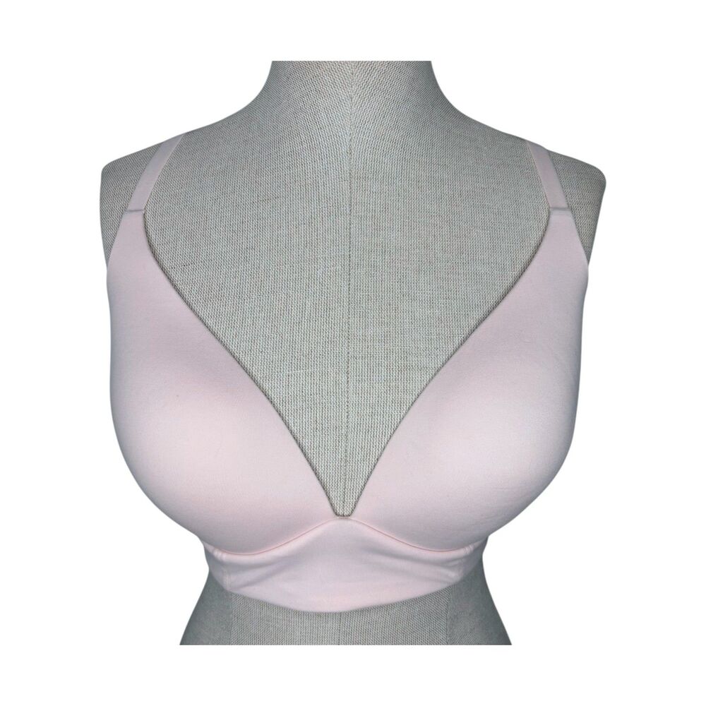 Victoria's Secret Wireless Lightly Lined Plunge Bra sz 34DD * Pink Racerback VS